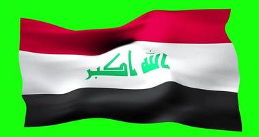 flagge des irak realistisches winken auf grünem bildschirm. Nahtlose Loop-Animation mit hoher Qualität video