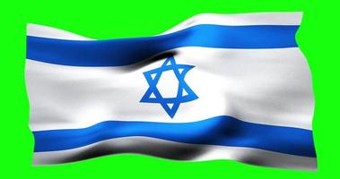 Flag of Israel realistic waving on green screen. Seamless loop animation with high quality video