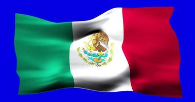 Flag of Mexico realistic waving on blue screen. Seamless loop animation with high quality video