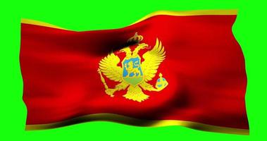 bandiera di montenegro realistico agitando su verde schermo. senza soluzione di continuità ciclo continuo animazione con alto qualità video
