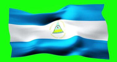 bandeira da nicarágua realista acenando na tela verde. animação de loop sem costura com alta qualidade video