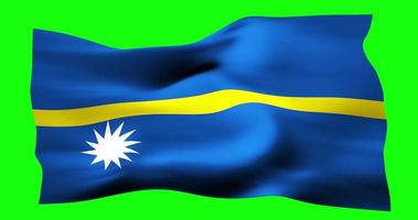 Flag of Nauru realistic waving on green screen. Seamless loop animation with high quality video