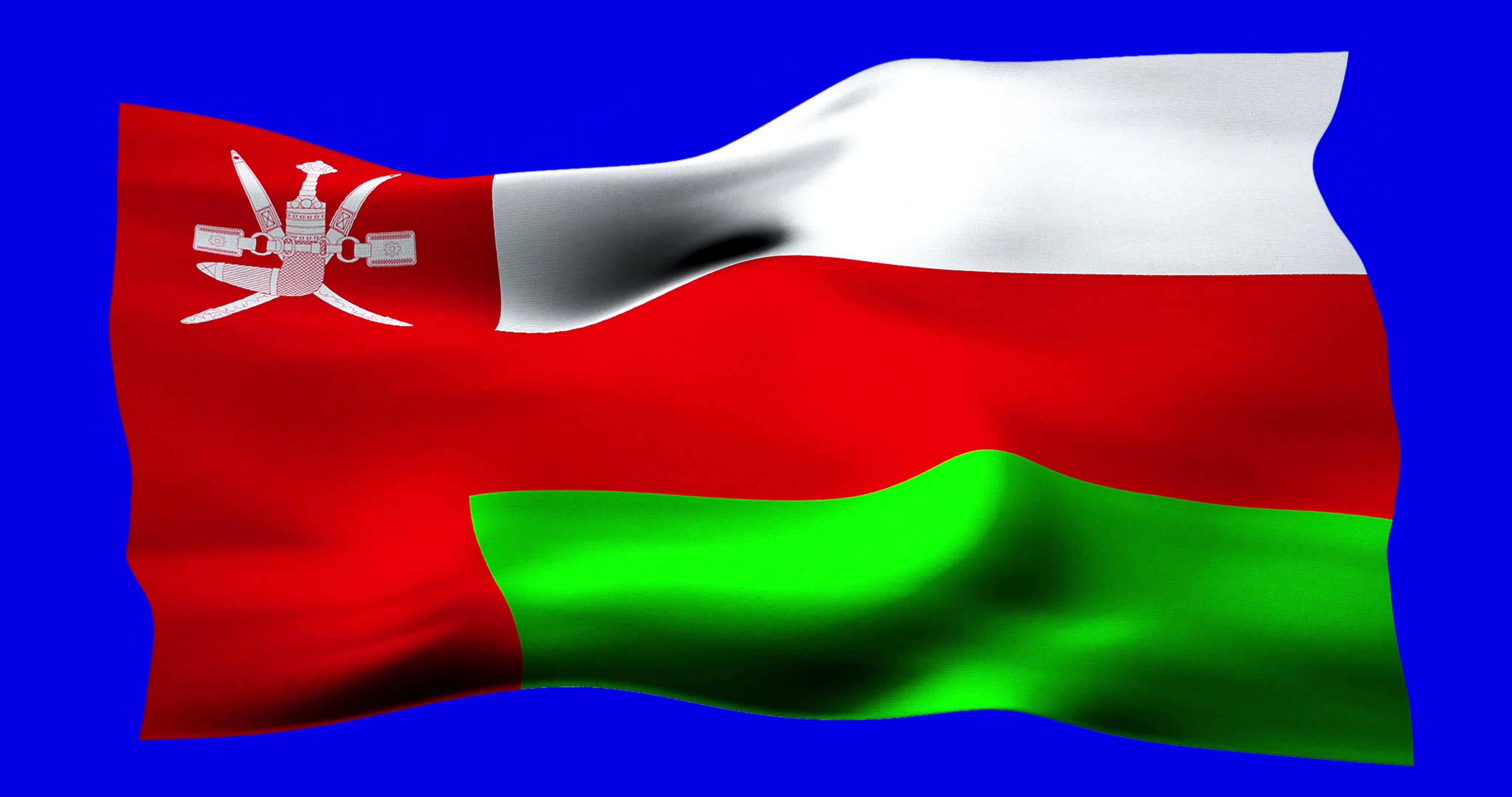 Flag of Oman realistic waving on blue screen. Seamless loop animation with high quality 17502791 Stock Video at Vecteezy Flag of Oman realistic waving on blue screen. Seamless loop animation with high quality 17502791 Stock Video at Vecteezy