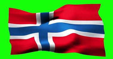 Flag of Norway realistic waving on green screen. Seamless loop animation with high quality video