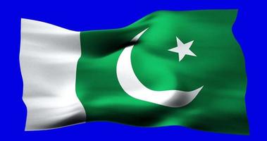 drapeau du pakistan agitant réaliste sur écran bleu. animation en boucle parfaite de haute qualité video