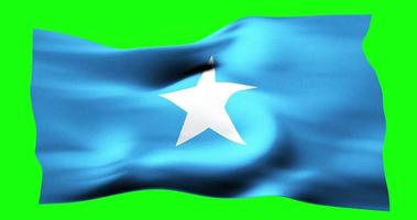 Flag of Somalia realistic waving on green screen. Seamless loop animation with high quality video