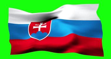 Flag of Slovakia realistic waving on green screen. Seamless loop animation with high quality video