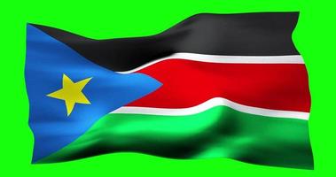 drapeau du soudan du sud agitant de manière réaliste sur un écran vert. animation en boucle parfaite de haute qualité video