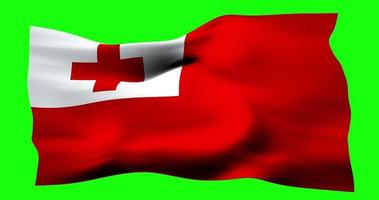 Flag of Tonga realistic waving on green screen. Seamless loop animation with high quality video