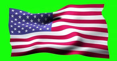 Flag of United States realistic waving on green screen. Seamless loop animation with high quality video