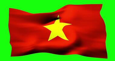 Flag of Vietnam realistic waving on green screen. Seamless loop animation with high quality video