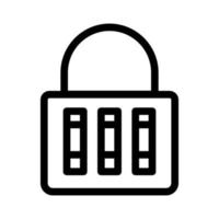 Combination lock line icon isolated on white background. Black flat thin icon on modern outline style. Linear symbol and editable stroke. Simple and pixel perfect stroke vector illustration.
