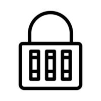 Combination lock line icon isolated on white background. Black flat thin icon on modern outline style. Linear symbol and editable stroke. Simple and pixel perfect stroke vector illustration.