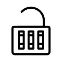 Combination lock open line icon isolated on white background. Black flat thin icon on modern outline style. Linear symbol and editable stroke. Simple and pixel perfect stroke vector illustration.