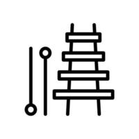 Xylophone line icon isolated on white background. Black flat thin icon on modern outline style. Linear symbol and editable stroke. Simple and pixel perfect stroke vector illustration