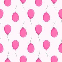 Cartoon seamless pattern with pink balloons moving up and down. Colorful birthday party background, design of packaging wrapper, greeting card or invitation background. vector