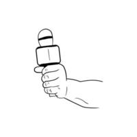 illustration of a hand holding a microphone,hand drawn icon of a hand holding a microphone vector