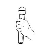 illustration of a hand holding a microphone,hand drawn icon of a hand holding a microphone vector