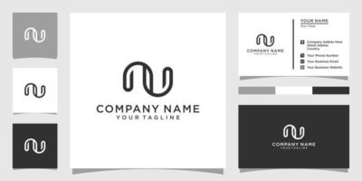 NU or UN initial letter logo design vector