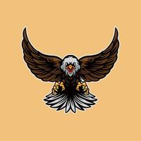 pájaro águila con vector de logotipo de mascota voladora de garra