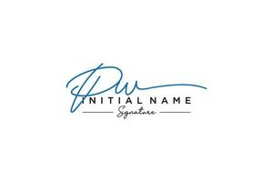 Initial PW signature logo template vector. Hand drawn Calligraphy lettering Vector illustration.