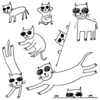 estilo de boceto de garabato de la ilustración de vector de dibujos animados de gato para el diseño de concepto.