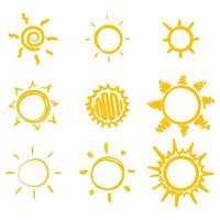 Doodle sketch style of sun cartoon hand drawn illustration for concept design. vector