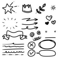 set of Hand drawn doodle elements for concept design isolated on white background. vector illustration.