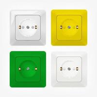 Vector set of different colored electrical sockets.