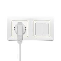 Vector realistic electric socket in white color with plug and switch