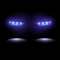 Realistic set of colorful car headlights tail and siren lights isolated on black background vector illustration