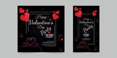 plantilla editable de historias de instagram de la fiesta del día de san valentín con un diseño de banner de fondo en forma de corazón adecuado para publicaciones en redes sociales. vector