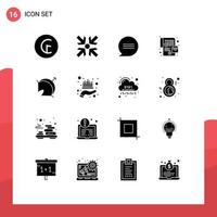 Solid Glyph Pack of 16 Universal Symbols of point arrow conversation archery purchase Editable Vector Design Elements