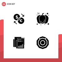 4 User Interface Solid Glyph Pack of modern Signs and Symbols of converter report dollar thanksgiving audit Editable Vector Design Elements