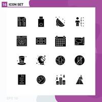 Modern Set of 16 Solid Glyphs and symbols such as human abilities technology skills sweet Editable Vector Design Elements