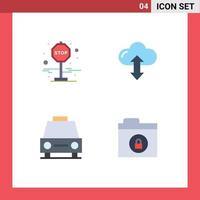 Group of 4 Flat Icons Signs and Symbols for board traffic cloud down vehicles Editable Vector Design Elements