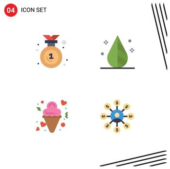 4 Universal Flat Icons Set for Web and Mobile Applications award ice medal invert love Editable Vector Design Elements