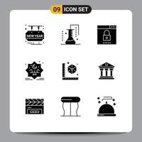 9 Thematic Vector Solid Glyphs and Editable Symbols of stamp eid scientific research star search Editable Vector Design Elements