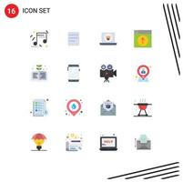 Set of 16 Modern UI Icons Symbols Signs for education application laptop design up Editable Pack of Creative Vector Design Elements