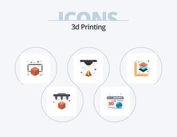 Diseño de iconos de paquete de iconos planos de impresión 3d 5. impresión. impresora. 3d. láser. punto vector