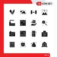 Set of 16 Modern UI Icons Symbols Signs for water pool sun sun planet Editable Vector Design Elements