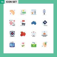 Universal Icon Symbols Group of 16 Modern Flat Colors of route valley coffee hotel parking Editable Pack of Creative Vector Design Elements