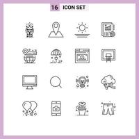 Set of 16 Commercial Outlines pack for pin design pin report analytics Editable Vector Design Elements