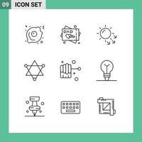 Set of 9 Vector Outlines on Grid for process bulb skin honey space Editable Vector Design Elements