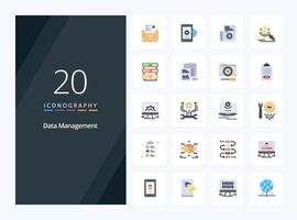 20 Data Management Flat Color icon for presentation
