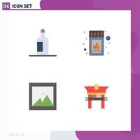 4 Creative Icons Modern Signs and Symbols of bottle picture box stick bridge Editable Vector Design Elements