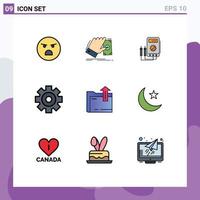 Set of 9 Modern UI Icons Symbols Signs for multimedia media dollar setting digital Editable Vector Design Elements