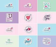 Heartwarming Valentine's Day Typography and Graphics Stickers vector