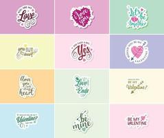 Celebrating Love on Valentine's Day with Beautiful Typography and Graphics Stickers vector