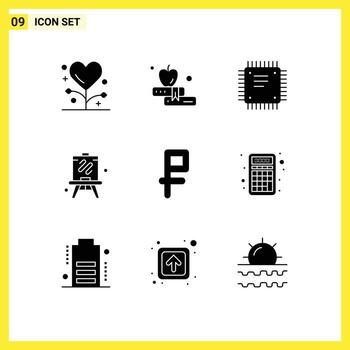 User Interface Pack of 9 Basic Solid Glyphs of money hobby chip hobbies processor Editable Vector Design Elements